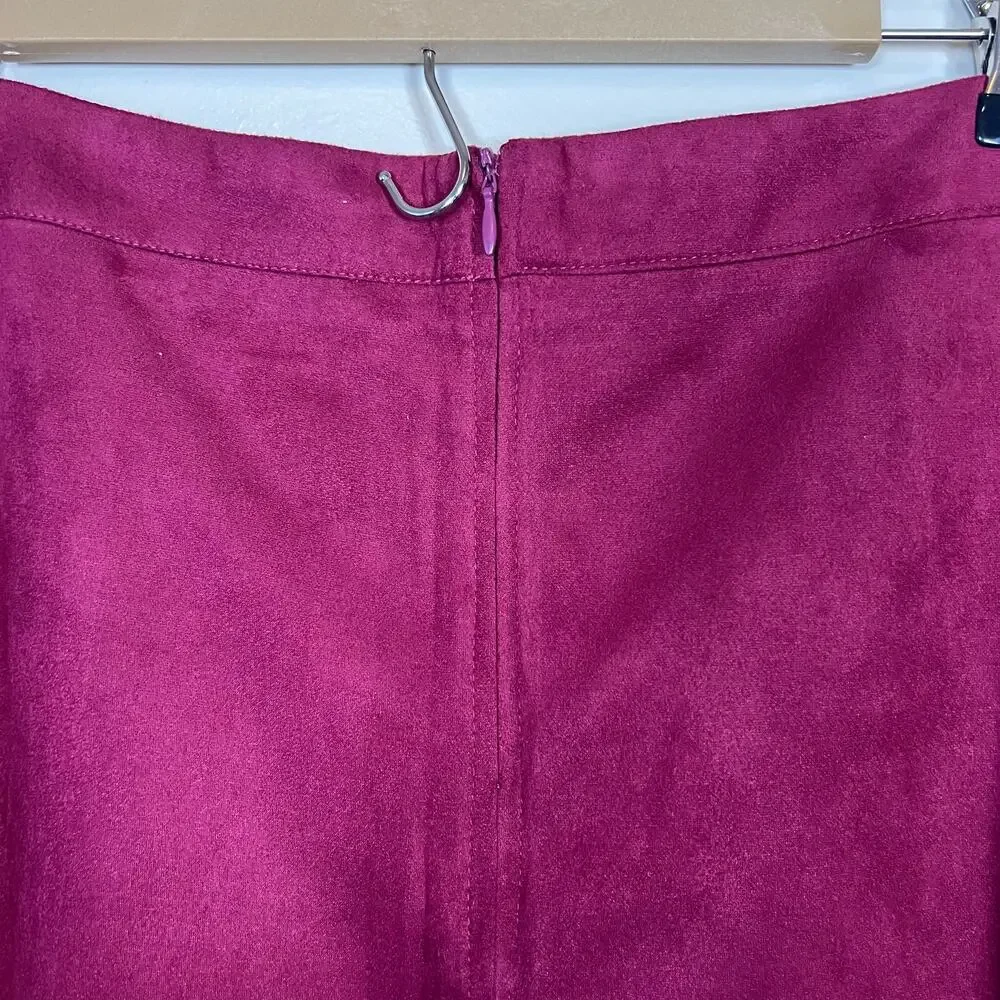 NWT Burgundy Bagatelle Collection Faux Suede Midi Skirt Sz M - Picture 4 of 7